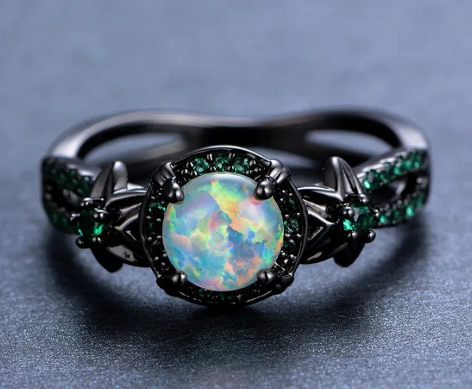 Mystic Rainbow Fire Opal Ring