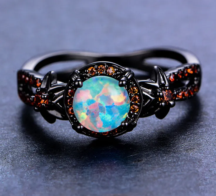 Mystic Rainbow Fire Opal Ring