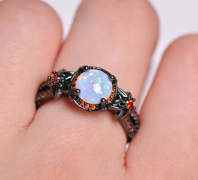 Mystic Rainbow Fire Opal Ring