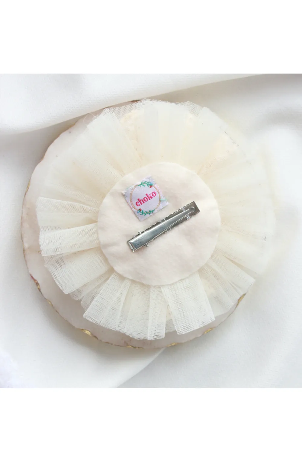 Off White Exquisite Blossom Tulle And Lace Hair Clip