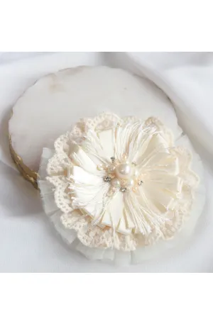 Off White Exquisite Blossom Tulle And Lace Hair Clip