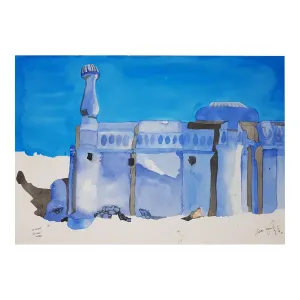 ORIGINAL WATERCOLOUR OF BUNDI MOSQUE, INDIA - ANDREW LOGAN 2002