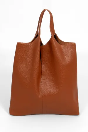 Paloma Italian Leather Shoulder Bag - Tan, Pebbled