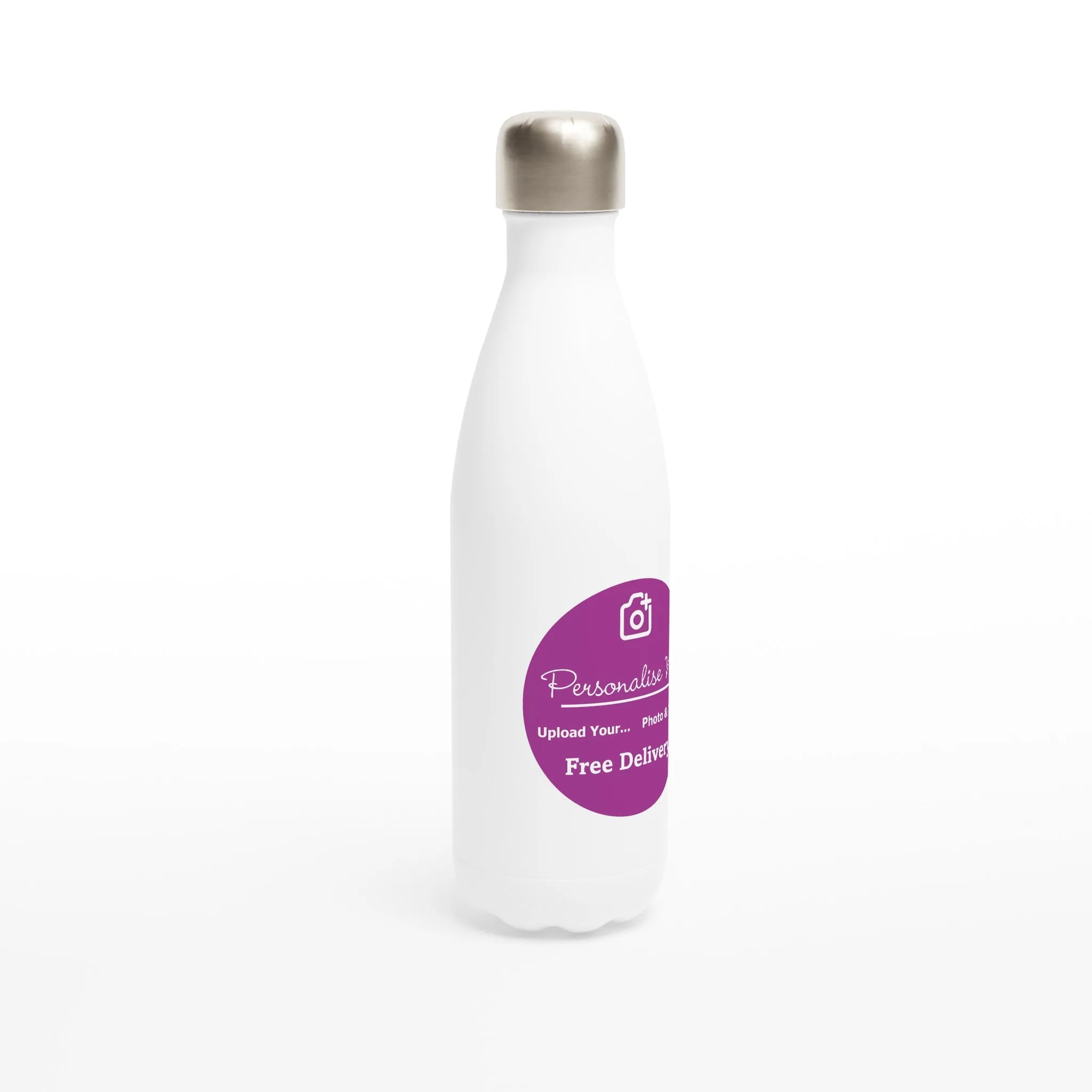 Personalised White 17oz Stainless Steel Water Bottle