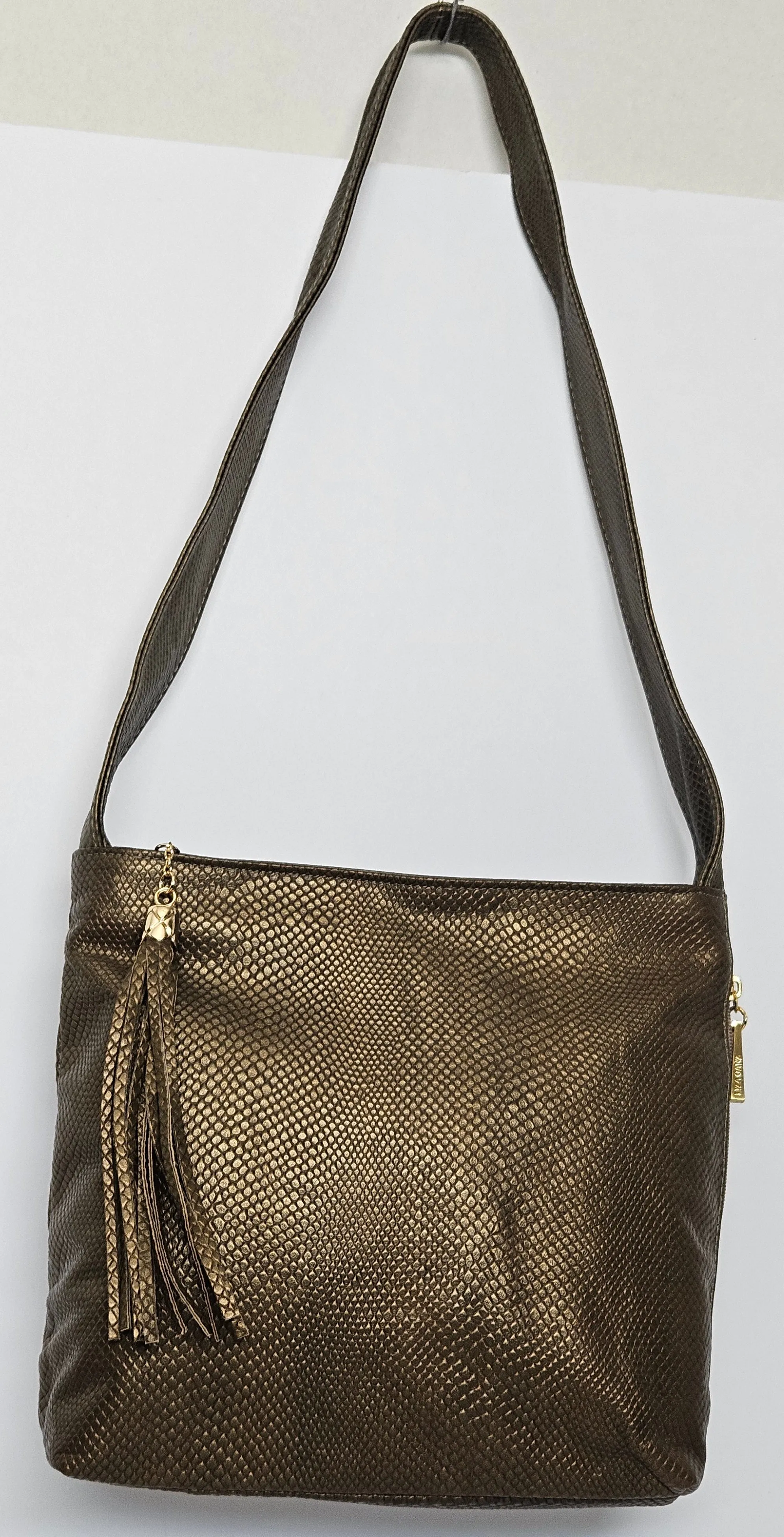 Pewter Snakeprint Leather handbag #TR843Pewterprint. Made in USA.