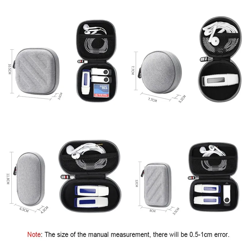 Portable Carry Case, Hard Case Bag Holder for SD TF Card Headphone Earbuds iPod Flash Drive & Cable