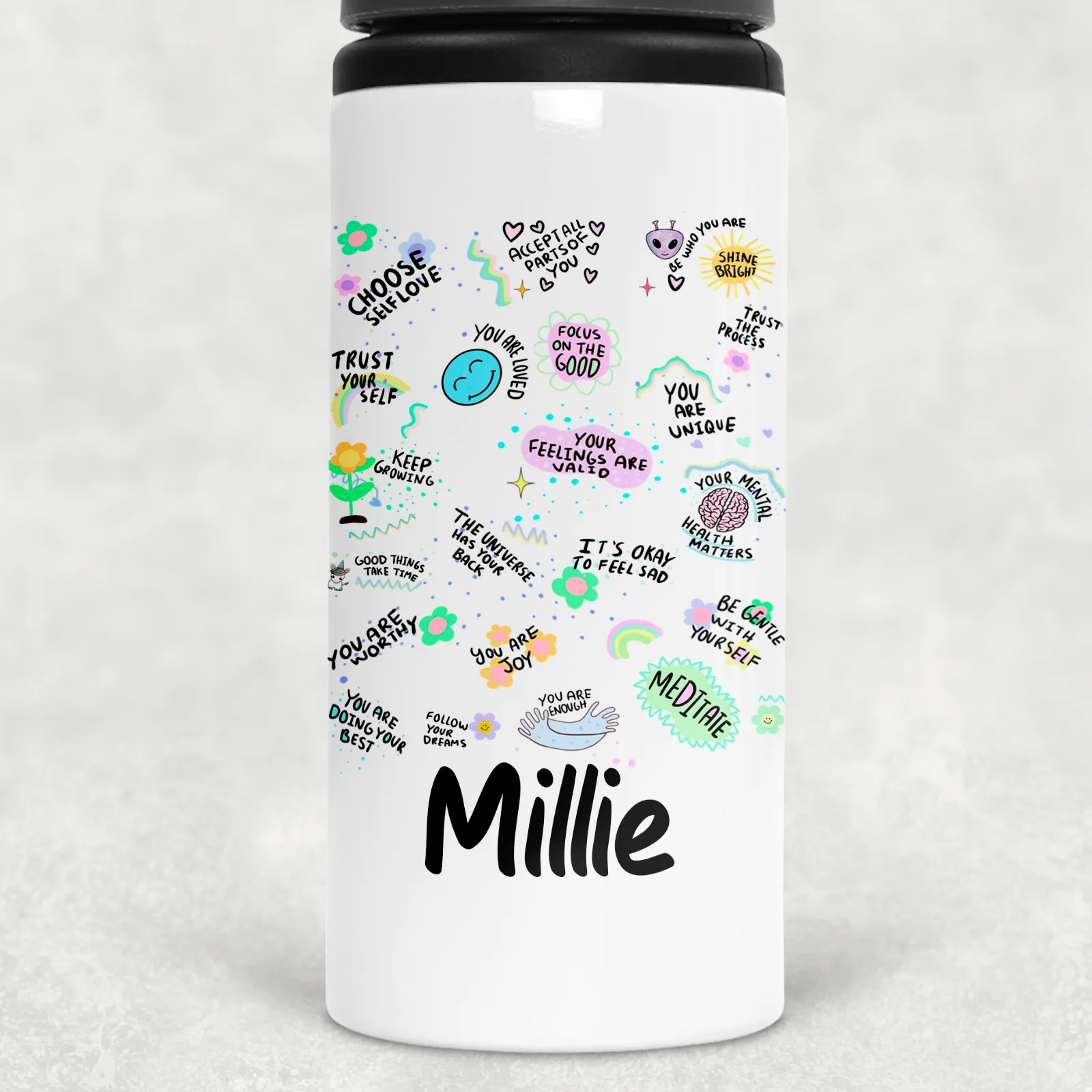 Positive Affirmations Personalised Aluminium Straw Water Bottle 650ml