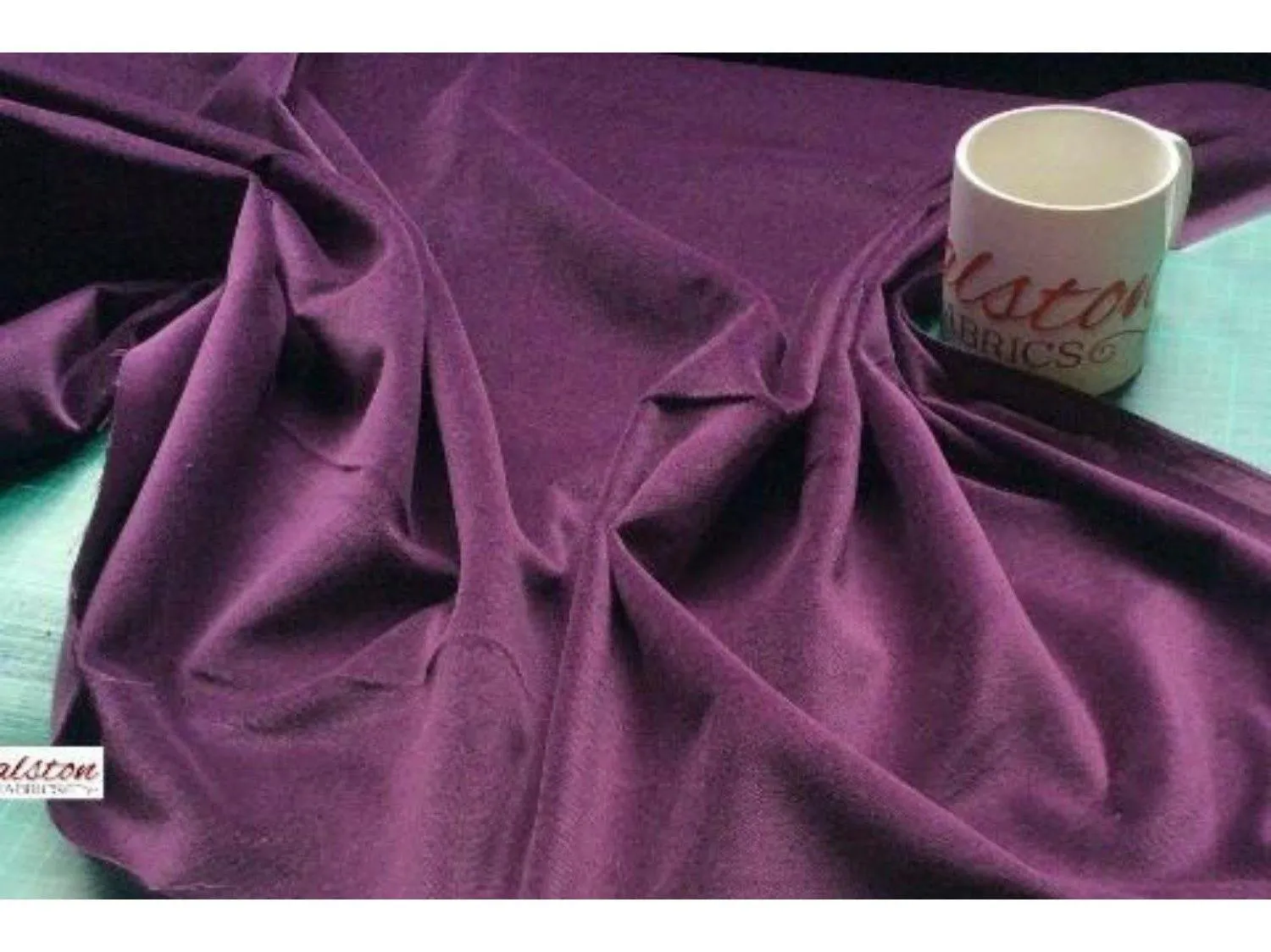 PURPLE / Aubergine -  Cotton Velvet Fabric for Curtains and Soft Furnishings