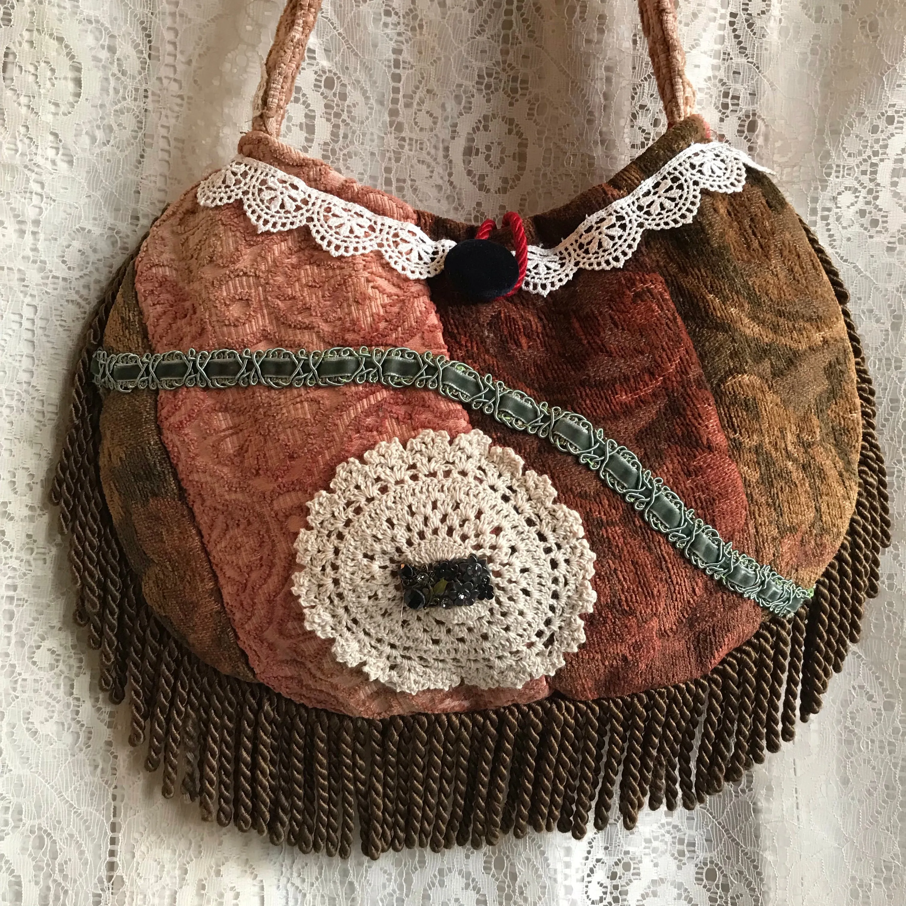 Purse With Fringe and Lace