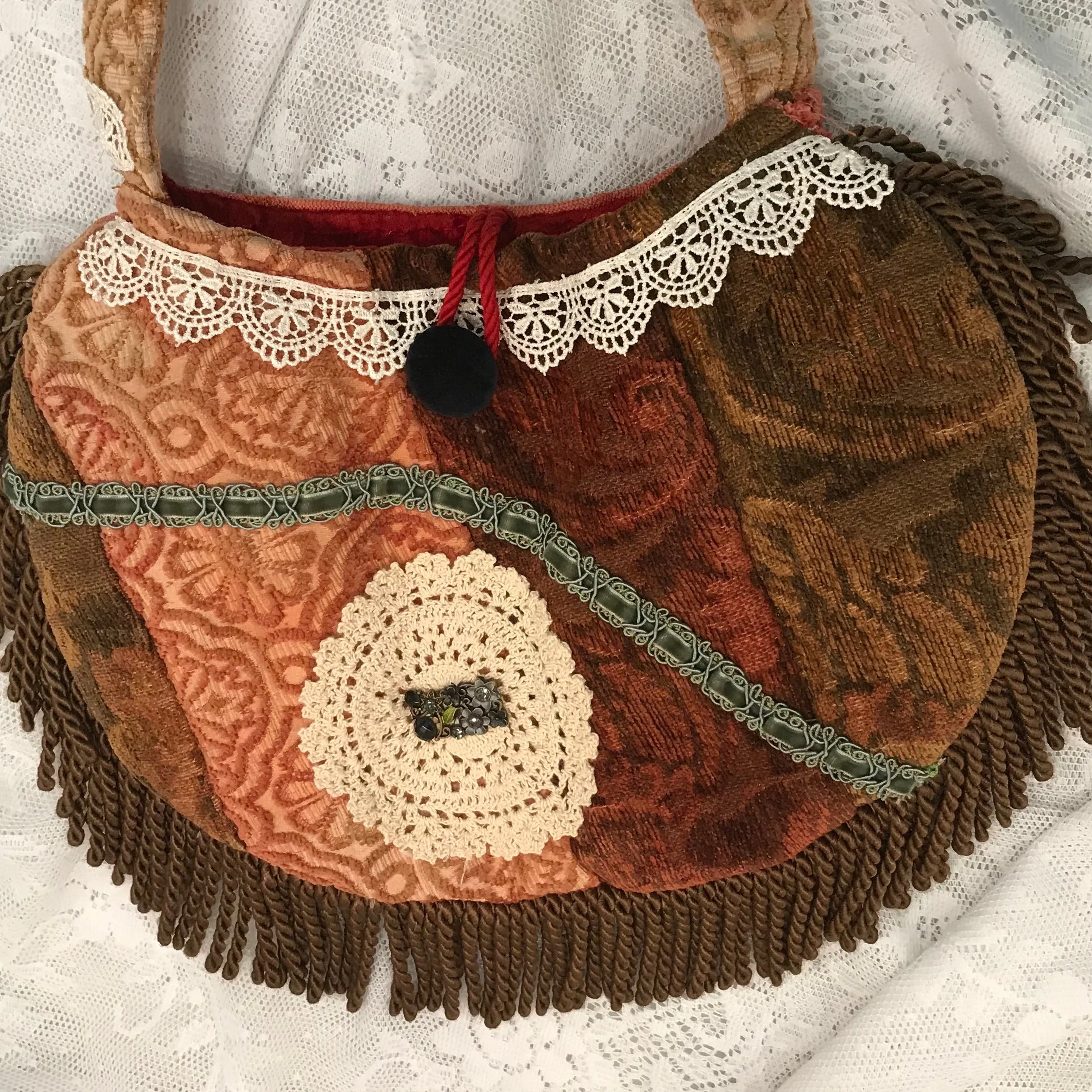 Purse With Fringe and Lace