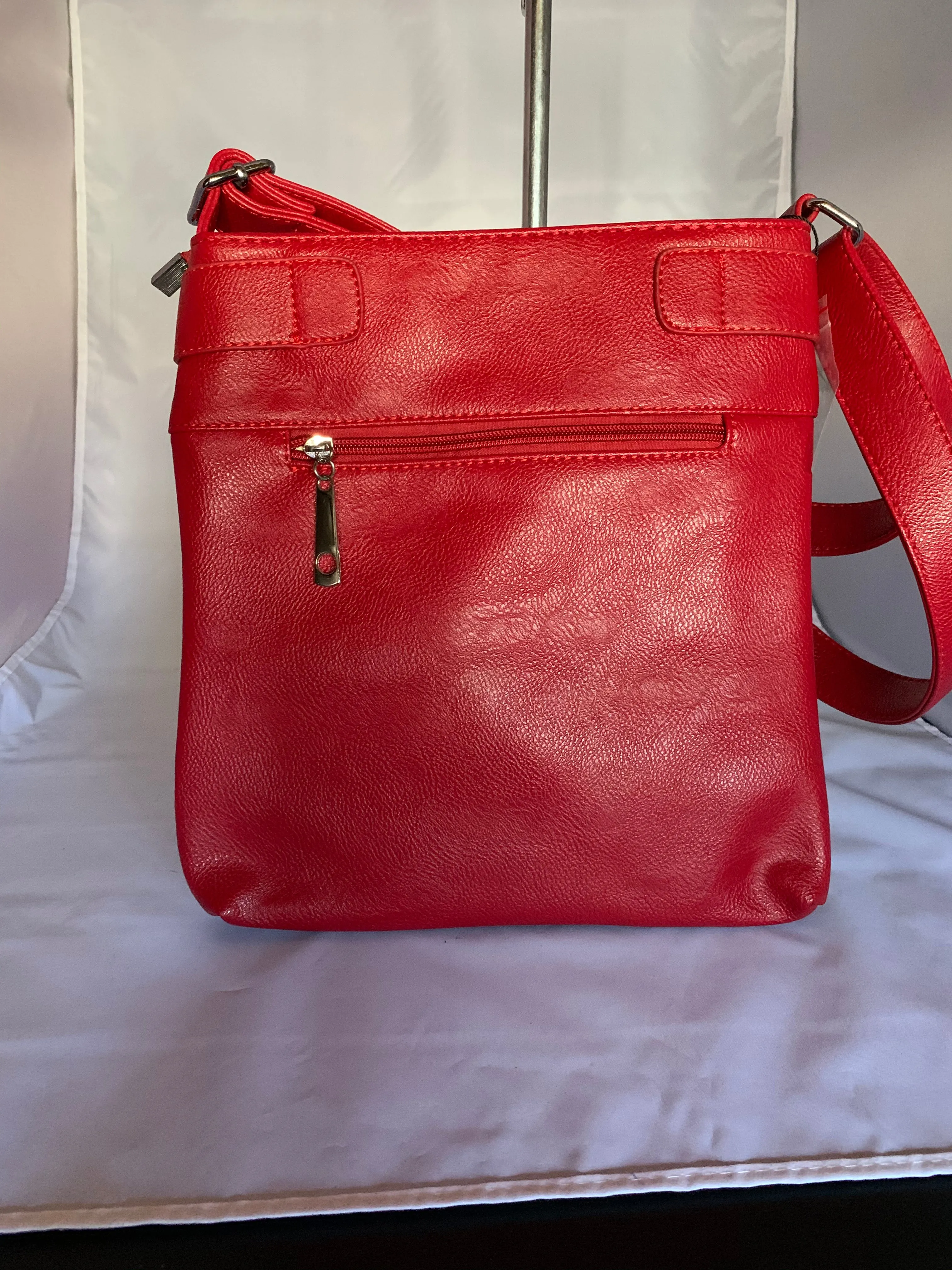 Red Crossbody Handbag with Rhinestones