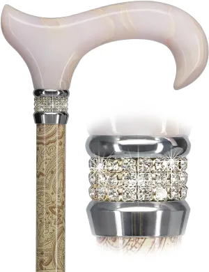 Rhinestone Designer Cane: Rich Creme Exquisite Pearlz Elegance