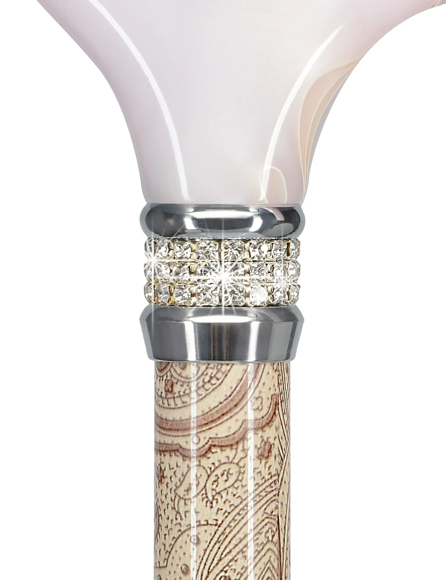 Rhinestone Designer Cane: Rich Creme Exquisite Pearlz Elegance