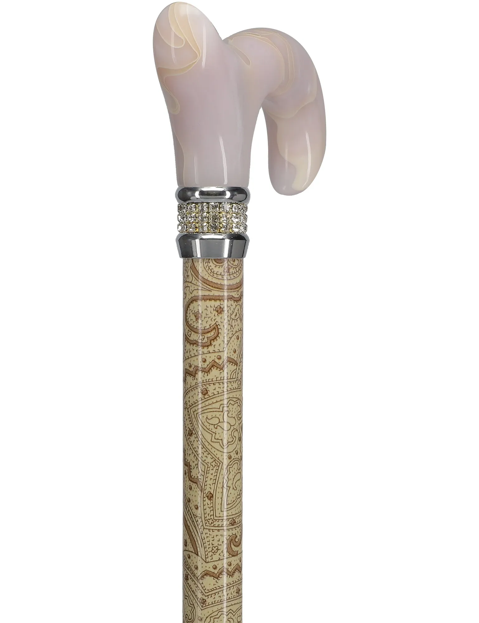 Rhinestone Designer Cane: Rich Creme Exquisite Pearlz Elegance