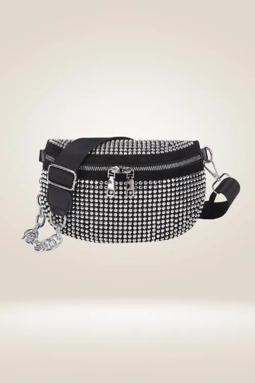 Rhinestone Vegan Leather Sling Bag