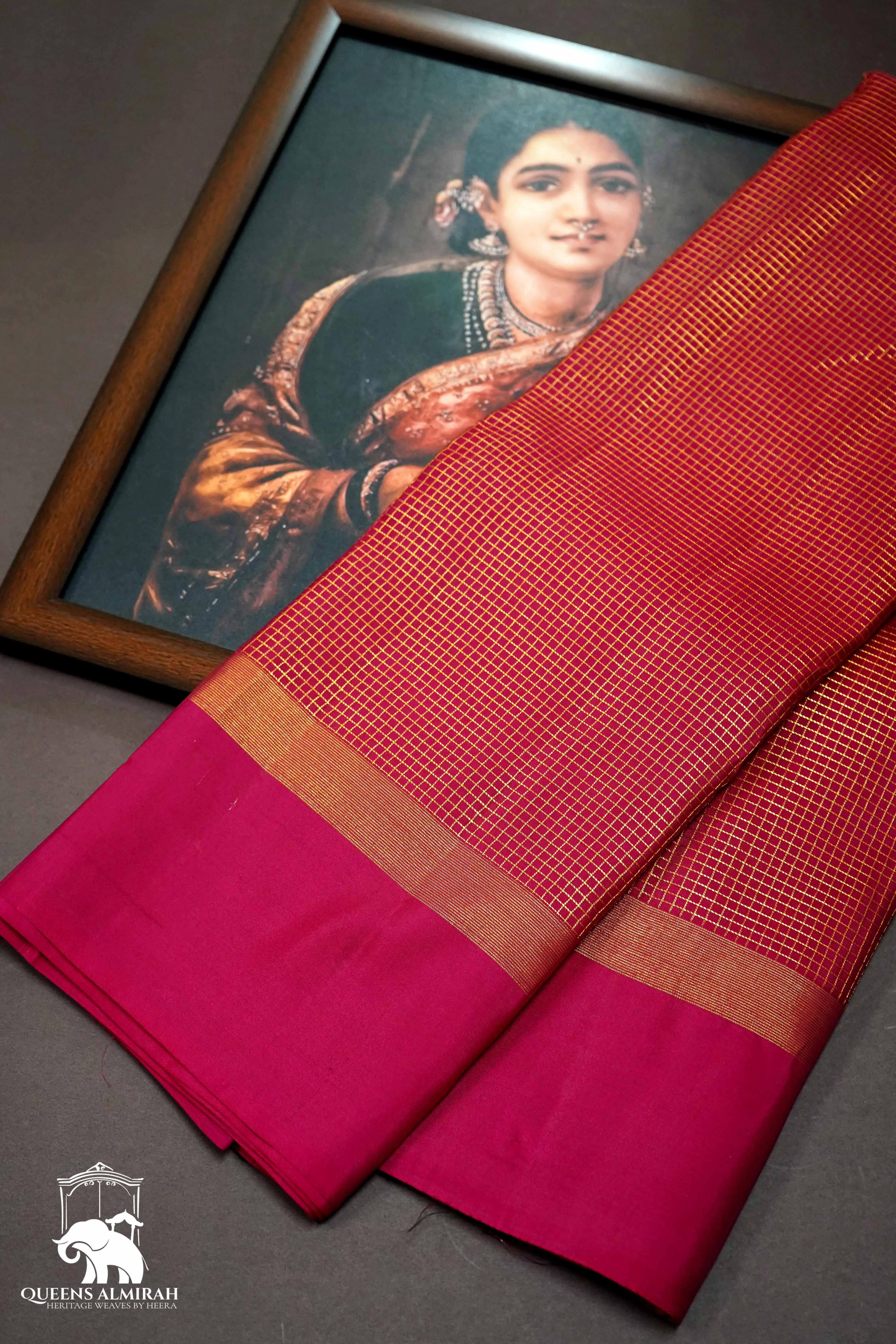 ROUGE PINK WITH DARK PINK KANCHIVARAM SILK SAREE