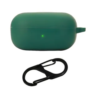 Samsung Galaxy Buds FE silicone protective case cover with carabiner - dark green