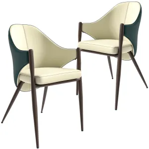 Sante Upholstered PU Leather Dining Chair with Iron Legs Set of 2