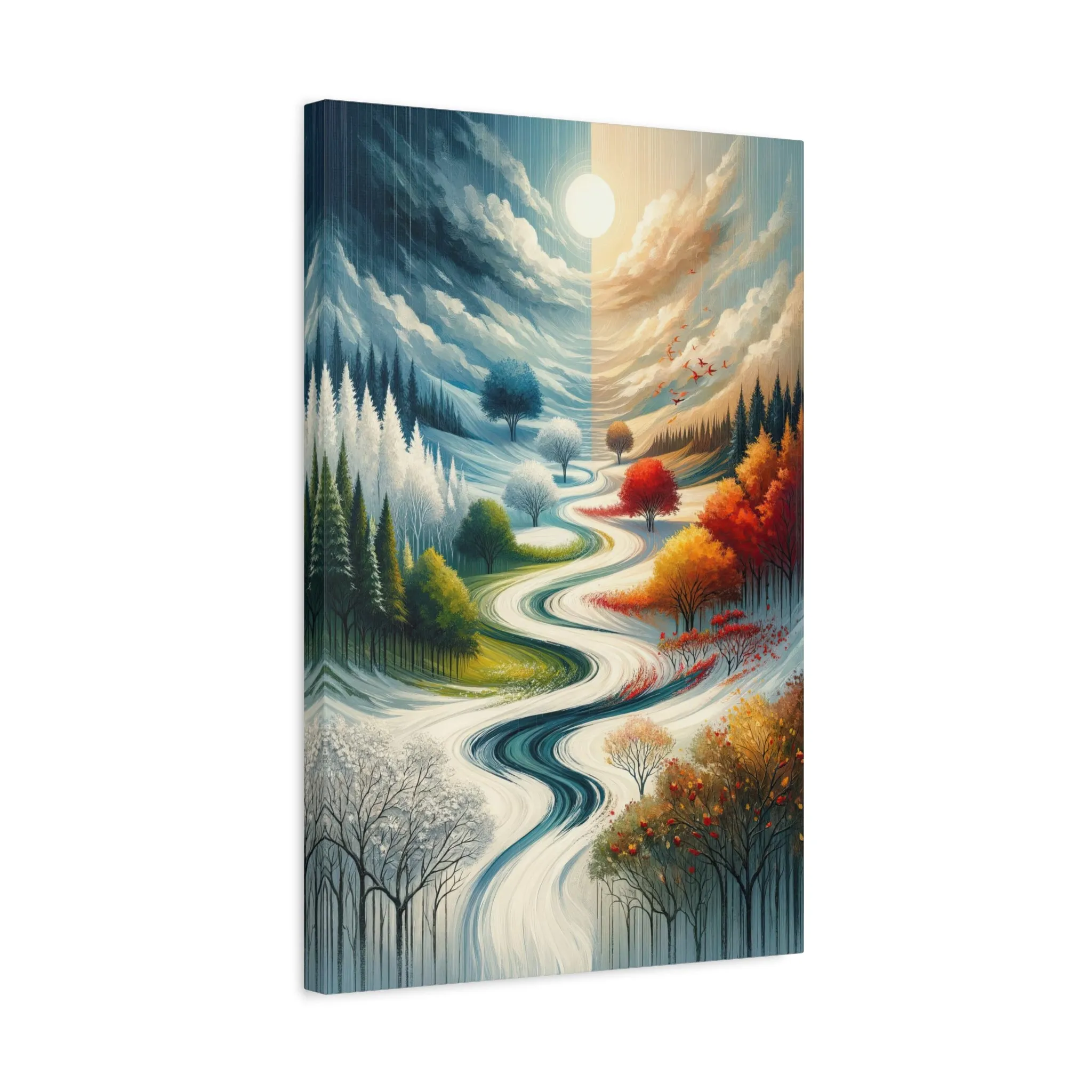 Seasonal Tranquil Cubist Wall Art - canvas