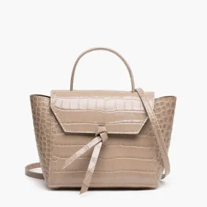 Siena Mini Leather Satchel Crossbody Bag - Fango Croc Print