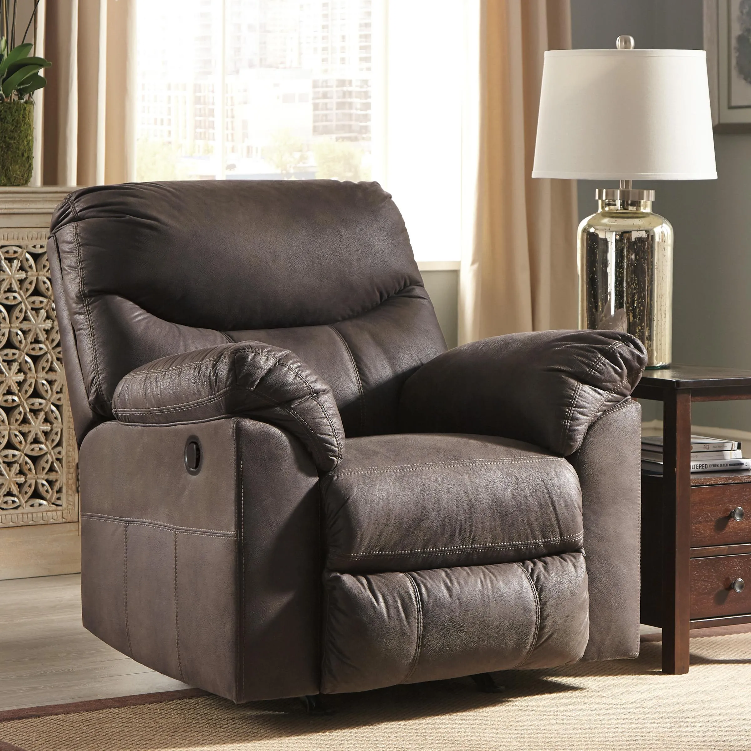 Signature Design by Ashley Boxberg Rocker Leather Look Recliner 3380325