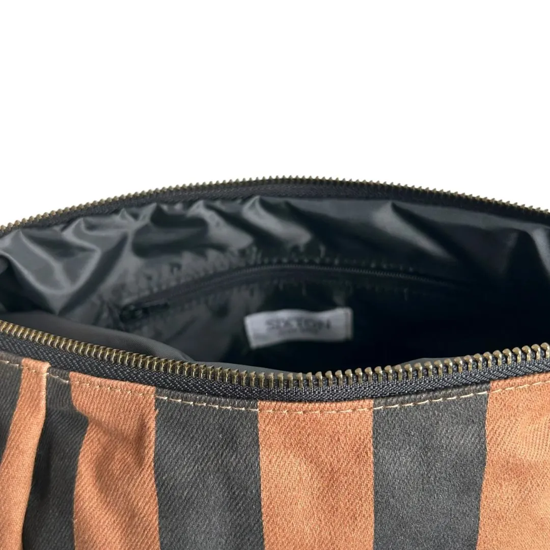 Small Stripe Brown Black Crossbody Bag