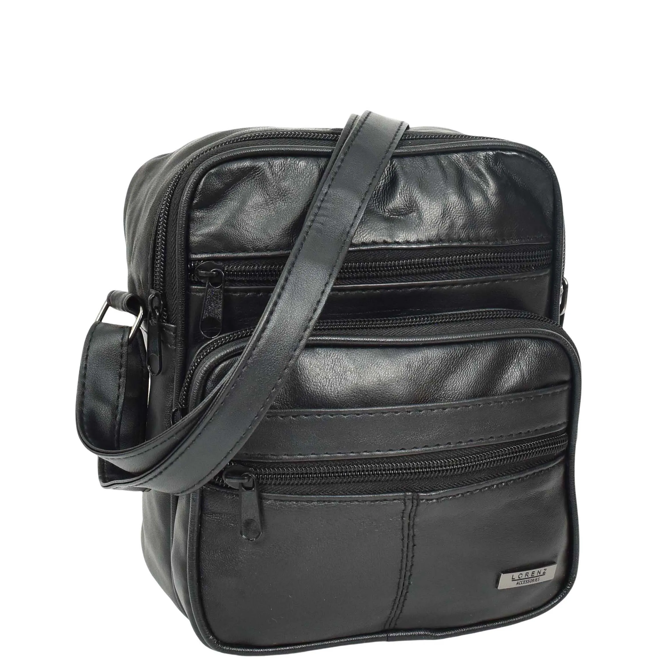 Soft Leather Man Bag Mens Cross Body Messenger Pouch HOL1541 Black