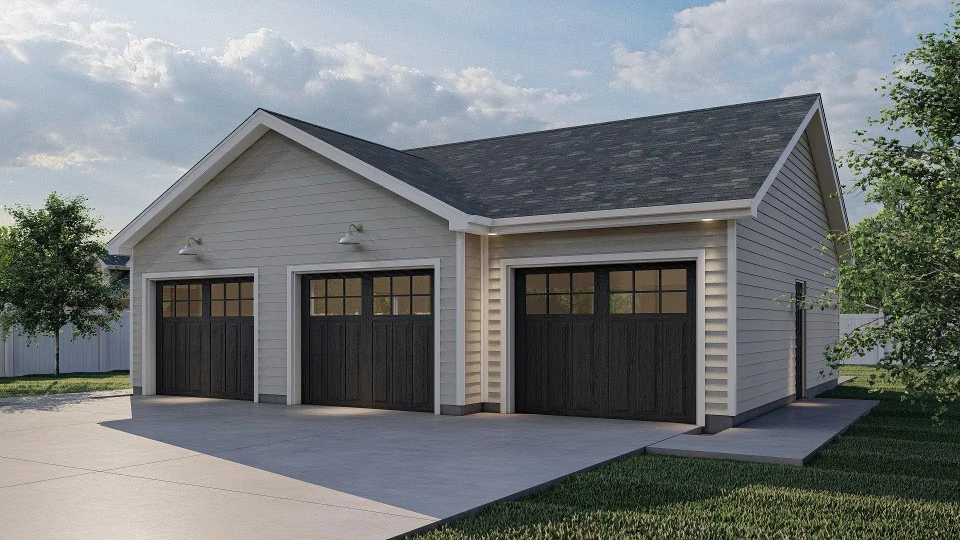 Spacious 3-Bay Front-Loading Garage Plan with Ample Storage