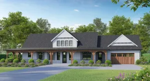 Spacious 3-Bedroom Home Plan with Front-Load Garage and Basement