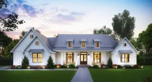 Spacious 4-Bedroom Home Plan with Bonus Room and Porches