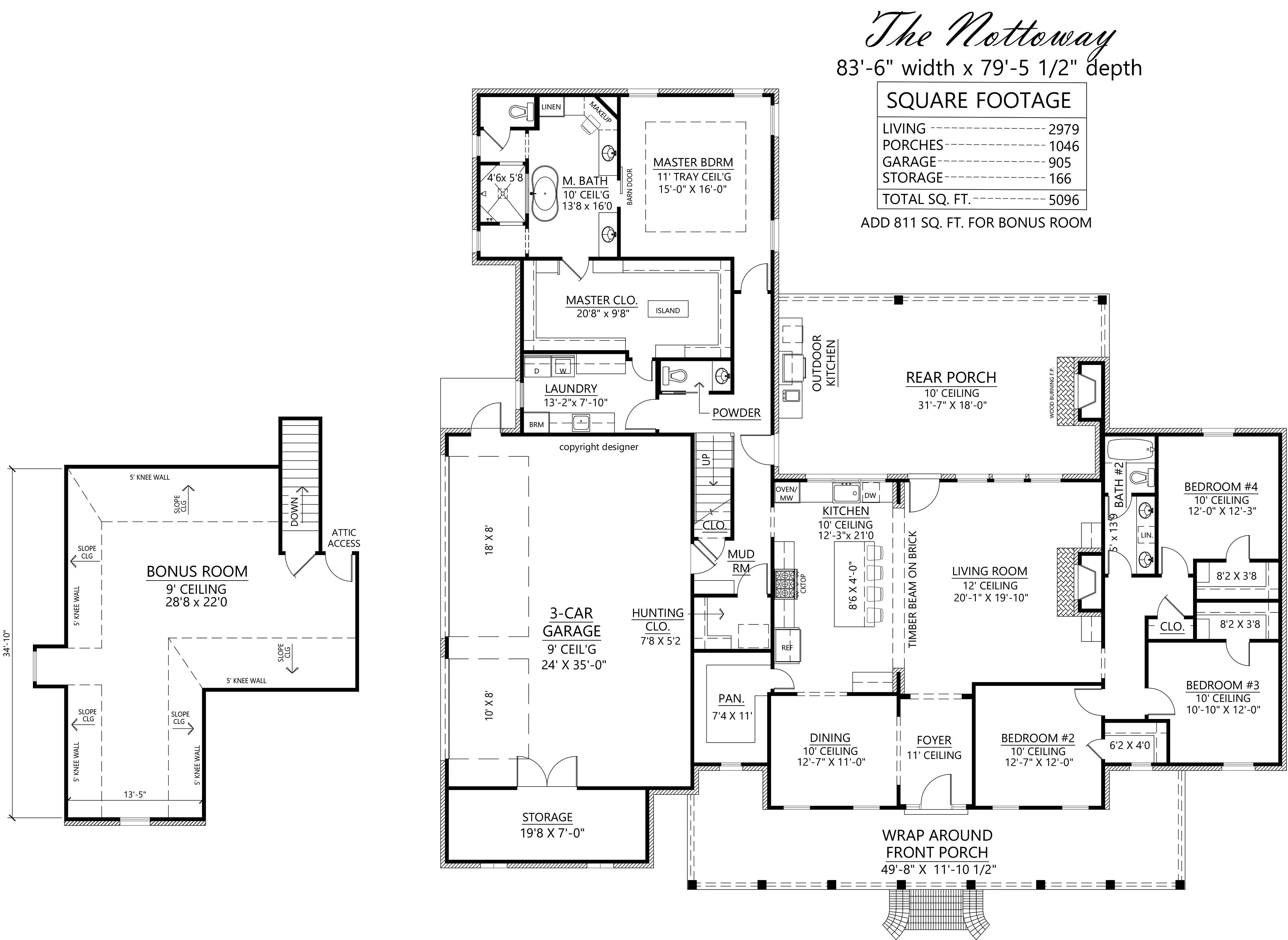 Spacious 4-Bedroom Home Plan with Bonus Room and Side Garage