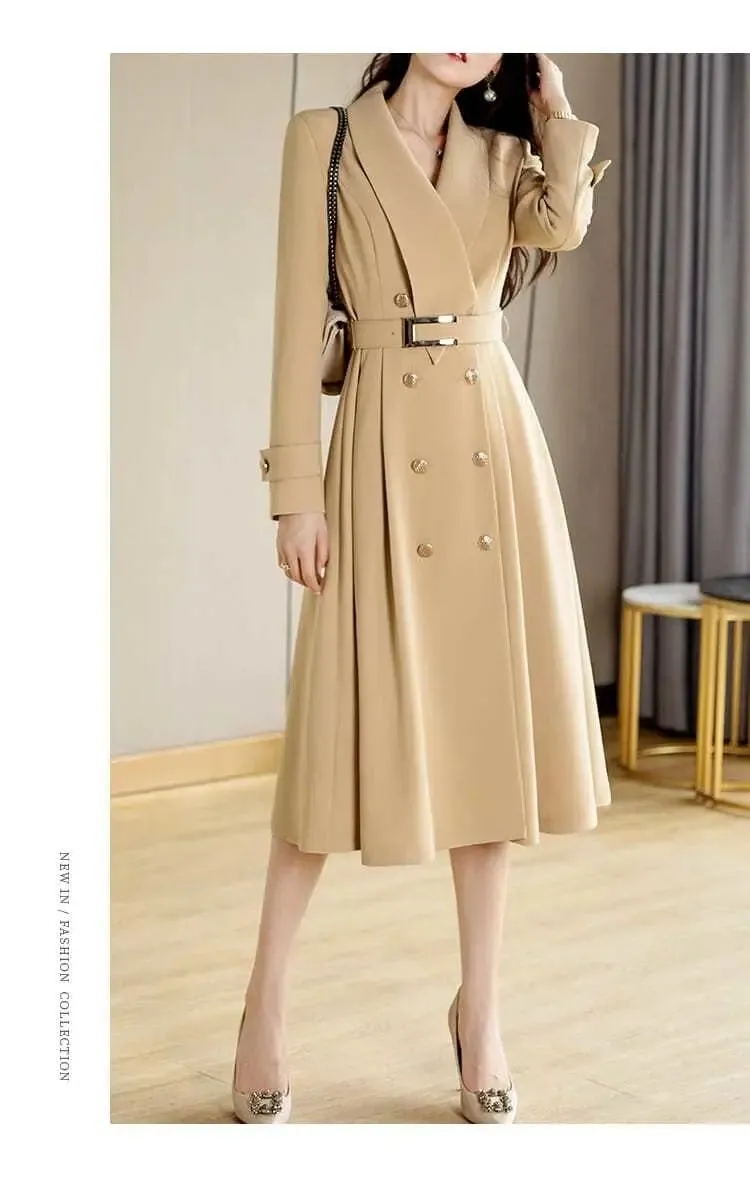 Spring And Autumn Elegant Khaki Women's Mid-length Fashionable High-grade Jacket