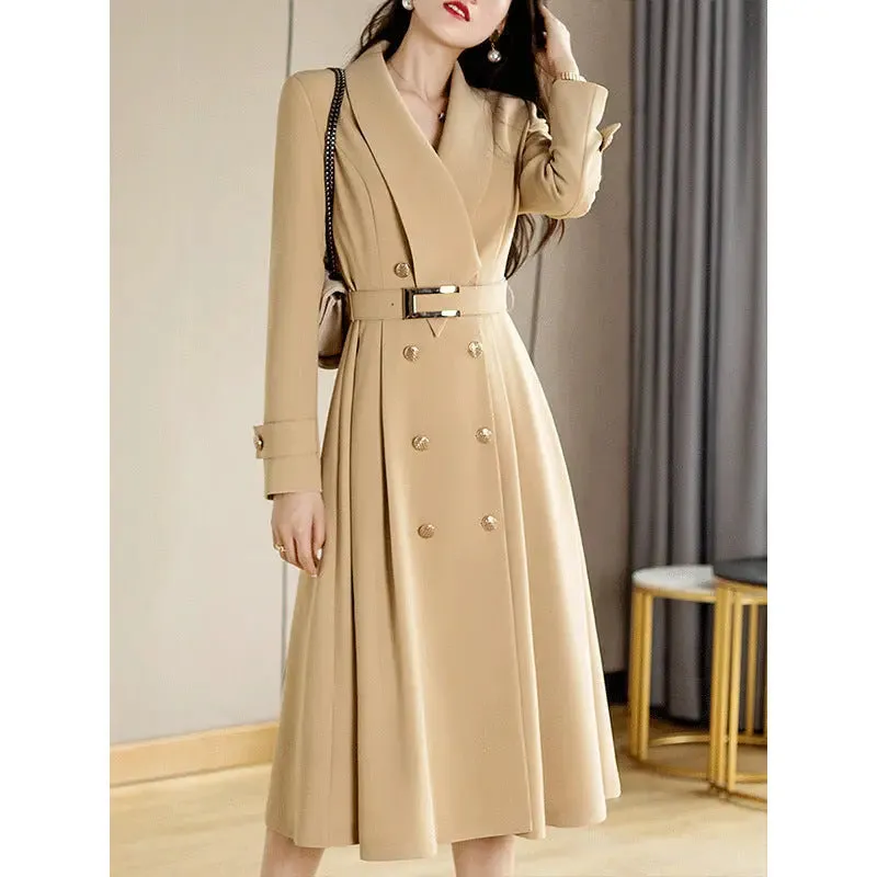 Spring And Autumn Elegant Khaki Women's Mid-length Fashionable High-grade Jacket