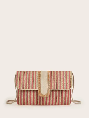 Striped Flap Crossbody Bag