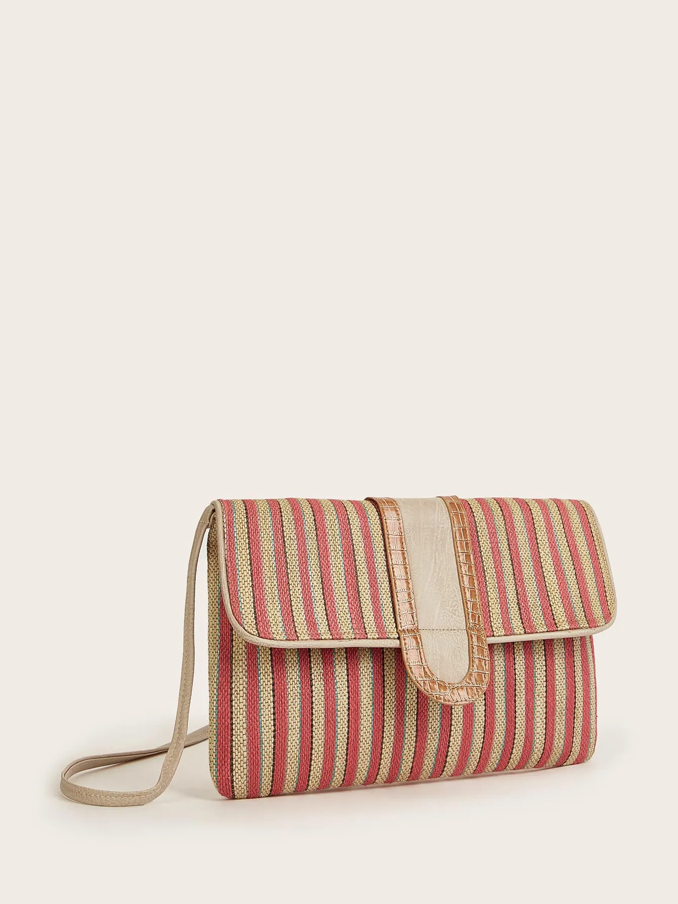 Striped Flap Crossbody Bag