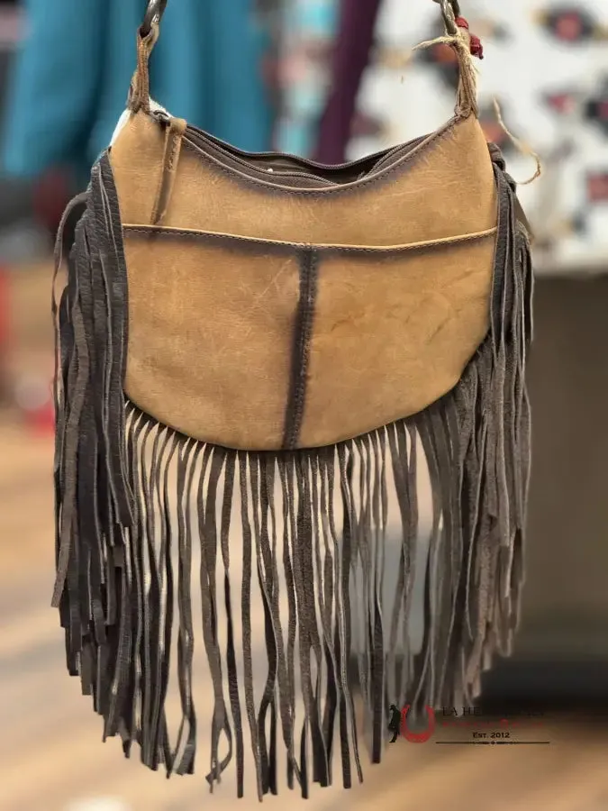 STS RANCHWEAR COWHIDE WHITE NELLIE FRINGE BAG