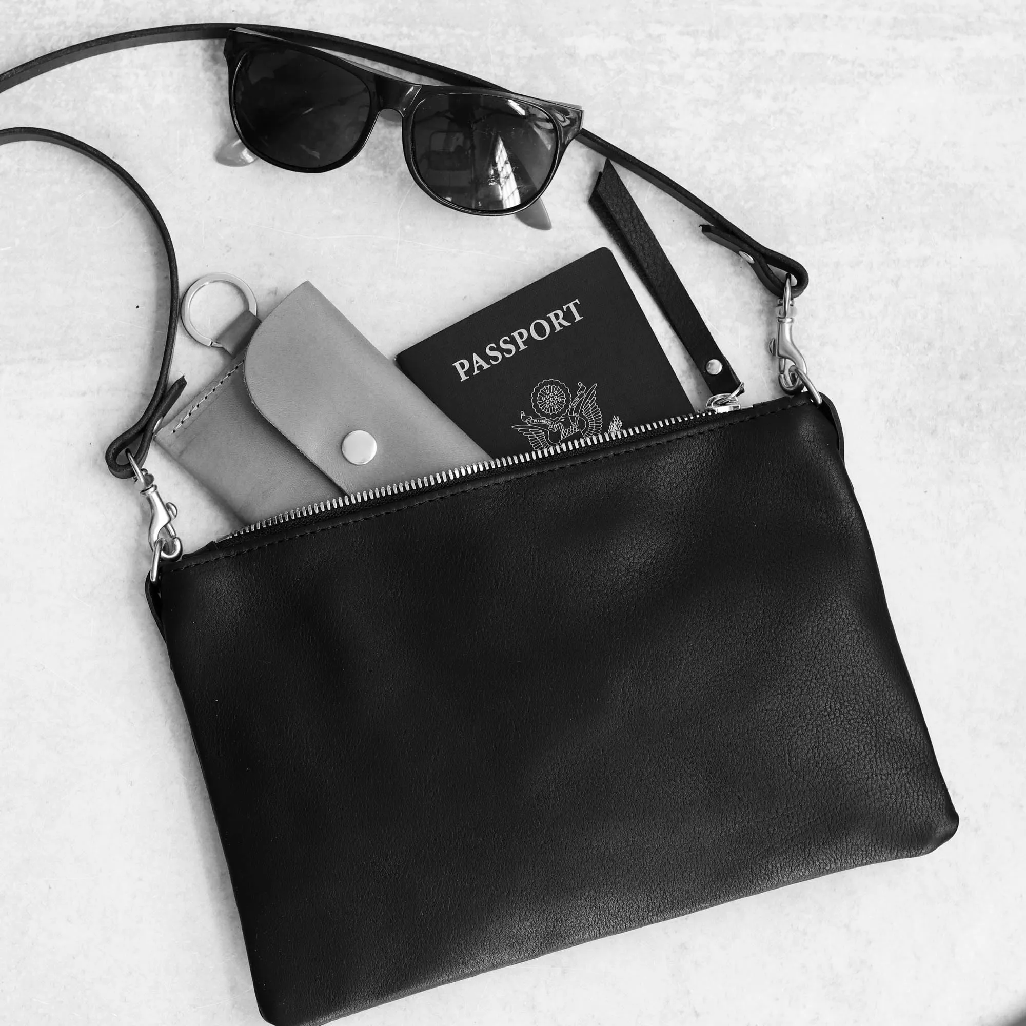 Summer Seconds Sale - Small Leather Crossbody Clutch Bag - Charcoal Gray No. 3