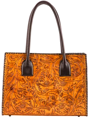 Tan Tooled Handbag