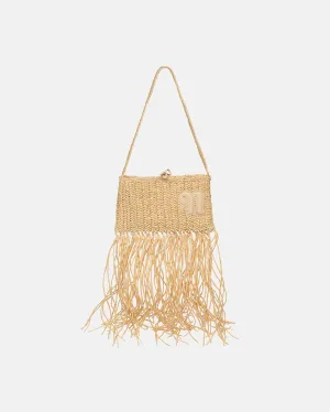 The Fringe Bag - Sale Fringed Raffia Shoulder Bag - NaturalAlmond