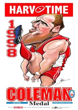 Tony Lockett, 1998 Coleman Medallist, Harv Time Poster