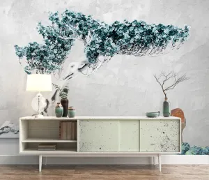 Turquoise 3D Tree Wallpaper Murals - Exquisite Wall Designs