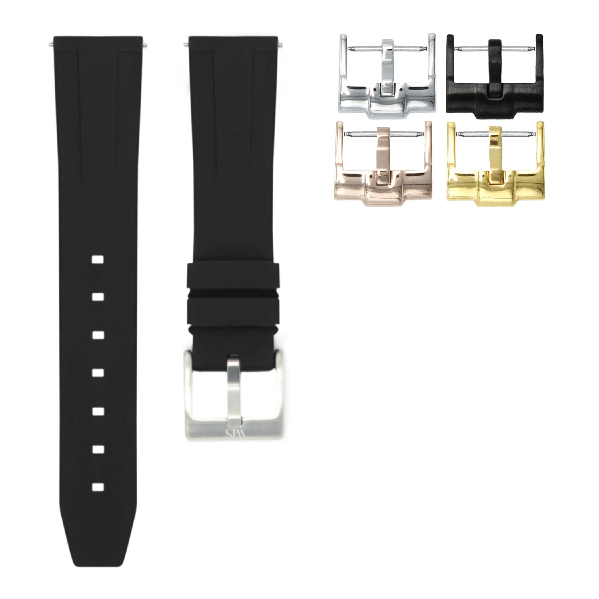 Tuxedo Black - Quick Release Rubber Watch Strap for Longines Elegant Collection