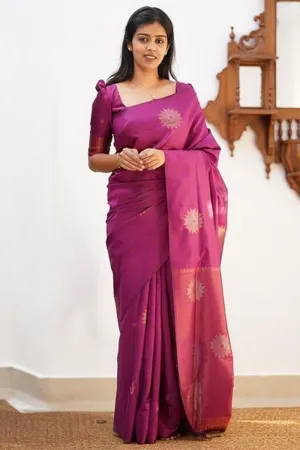 Vivacious Purple Soft Silk Saree With Sumptuous Blouse Piece