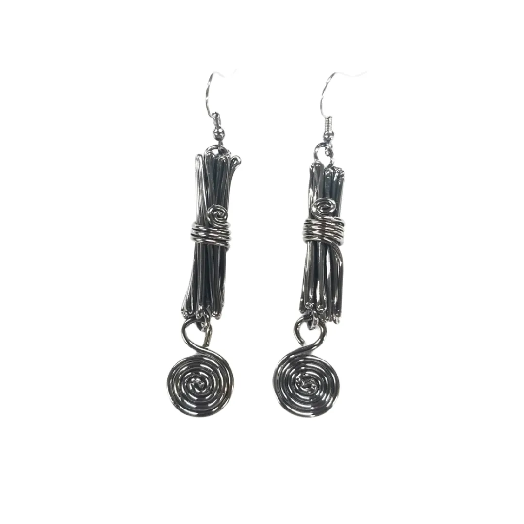 Wire Gunmetal Artistic Earrings II