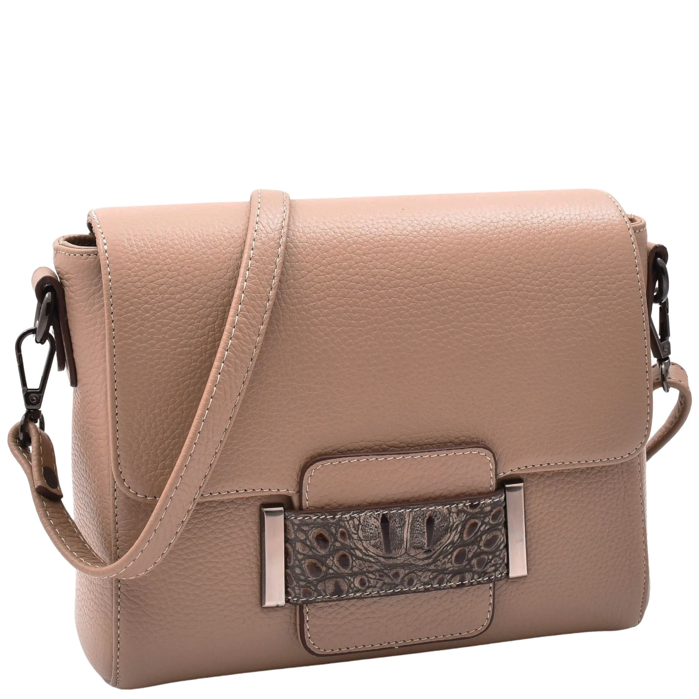 Womens Cross Body Messenger Bag Adjustable Shoulder Strap LINDA Taupe