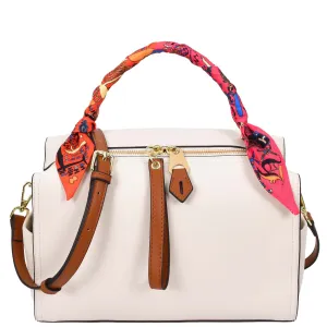 Womens Faux Leather Barrel Shape Handbag Georgia White