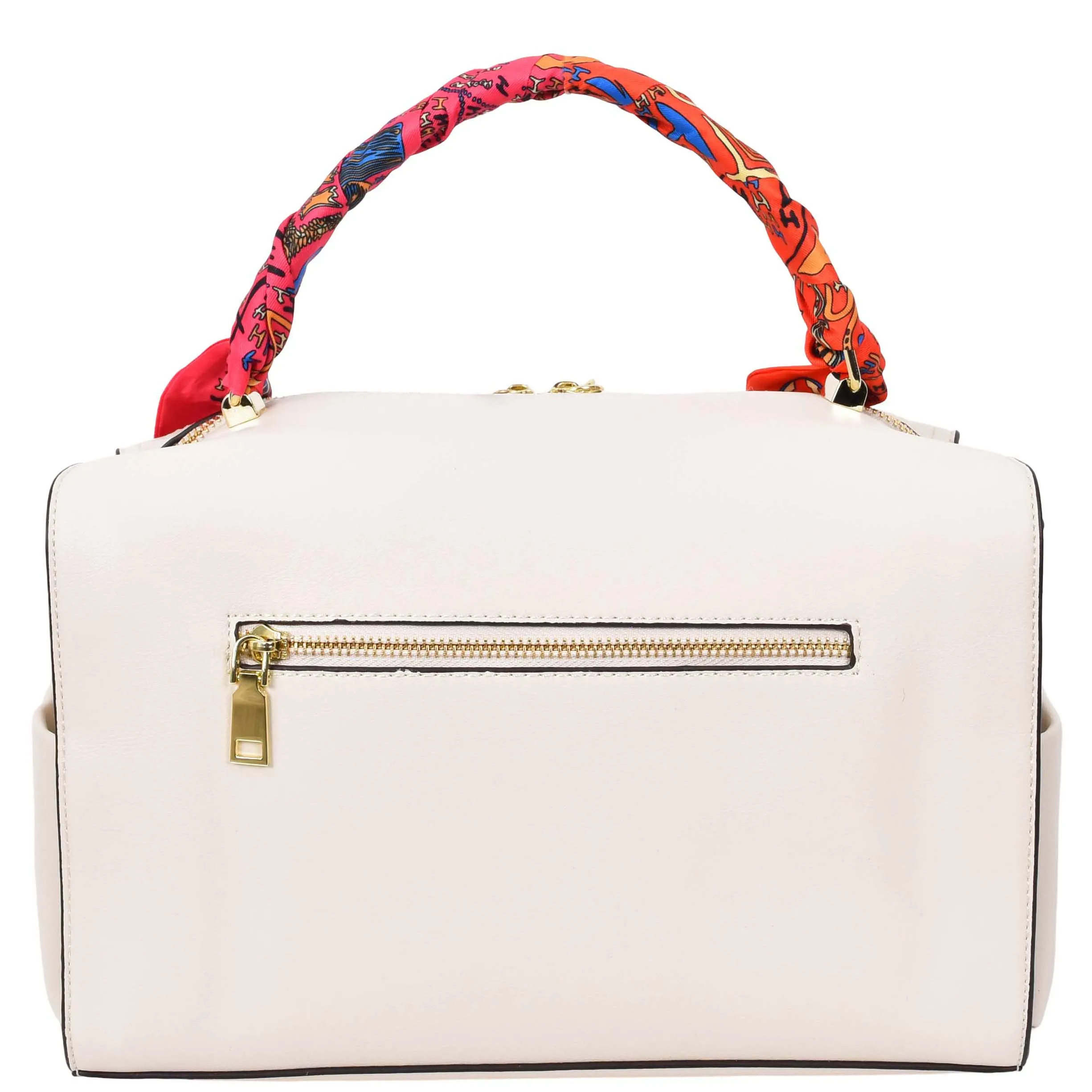 Womens Faux Leather Barrel Shape Handbag Georgia White