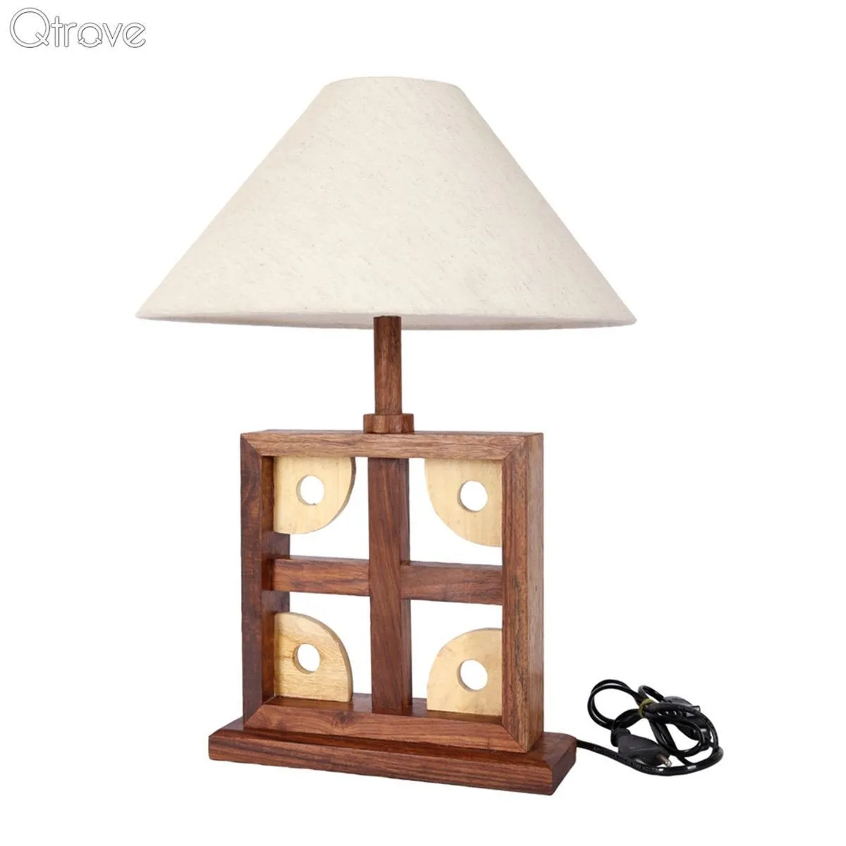 Wooden Artistic Square Table Lamp In Wood