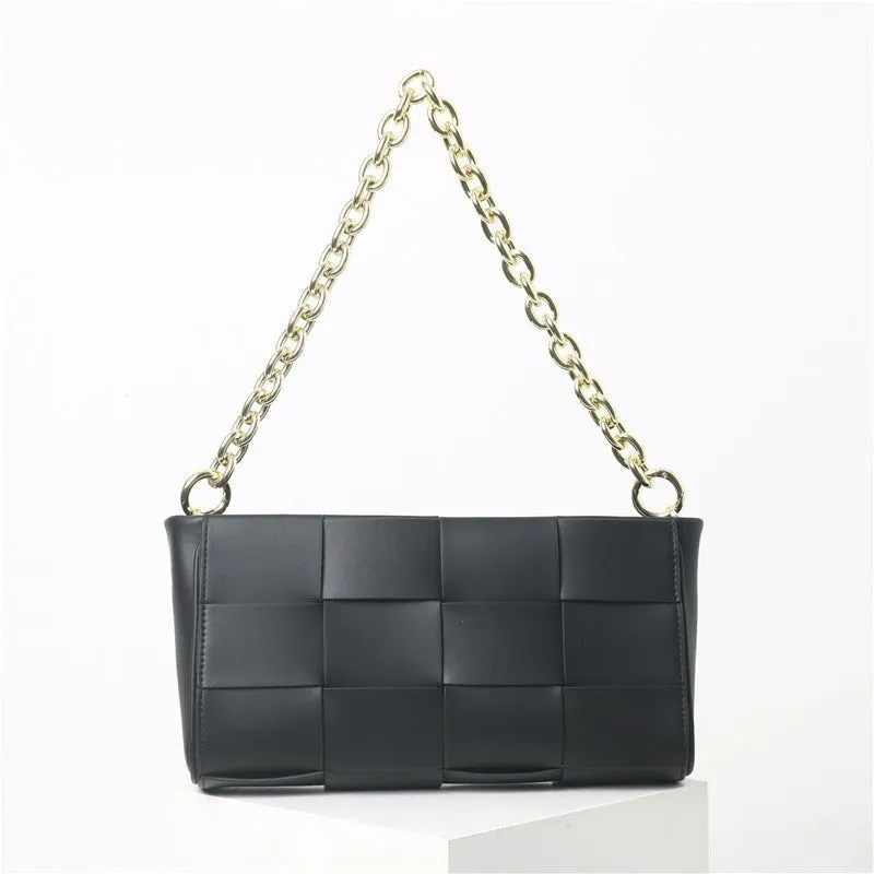 Woven Leather Cross Body Underarm Shoulder Bag