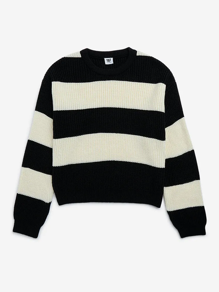 Y&F Kids Black Striped Sweater